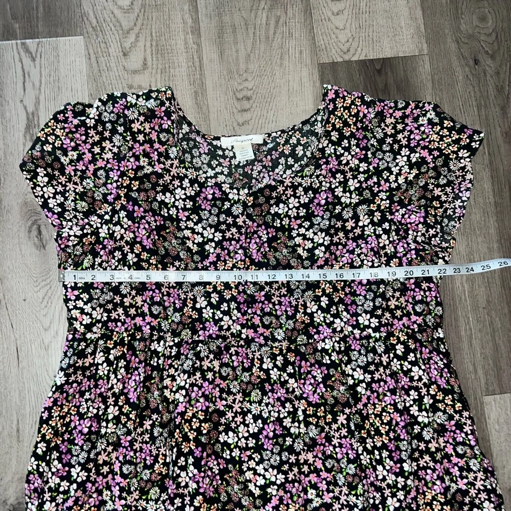 Passport Beautiful Floral Black and Pink Cottage Dress Size 2X - Picture 7 of 8